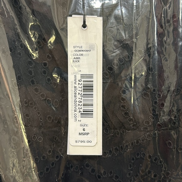 Alice + Olivia Emelia Silk V-neck Eyelet Ruffle Maxi Dress In Black - 6 - Picture 5 of 7